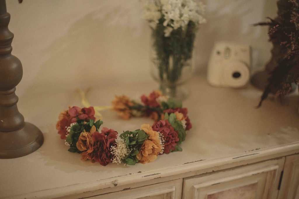 Resultado del taller de corona de flores preservadas impartido por Un Romeo para Ti en el wedding planners official tour en Sitges. WPOT 2016